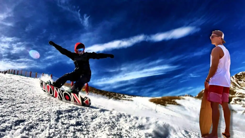 Skimboarding on snow